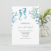 Casual Blue Seahorse Waterverf Baby shower Uitnodi (Staand voorkant)