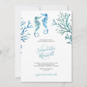 Casual Blue Seahorse Waterverf Baby shower Uitnodi (Voorkant)