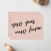 Casual Blush Nieuwjaar Nieuwjaarsaankondiging Notitiekaartje (Voorkant / Achterkant in situ)