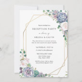 Casual Boho Succulent Wedding Reception Uitnodigin Kaart (Voorkant)