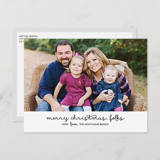 Casual Briefkaart voor kerstfeestdagen in Manuscri (Voorkant / Achterkant)