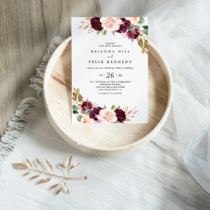 Casual bruiloft met bijtende Floral en botanische  Kaart