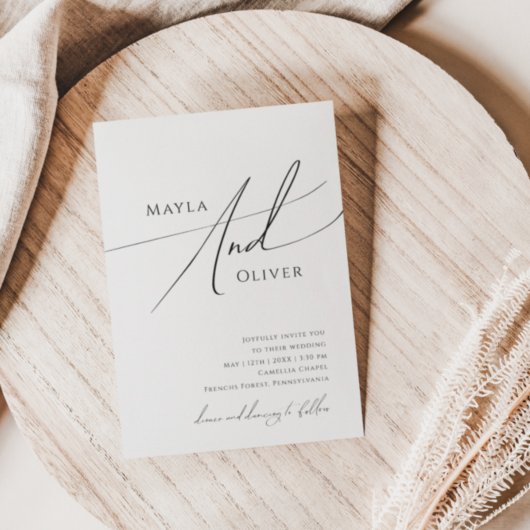 Casual bruiloft met miniatuurscript kaart