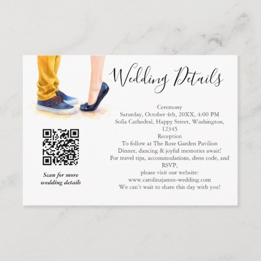 Casual bruiloft moderne script paar illustratie informatiekaartje (Voorkant)