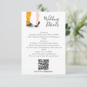 Casual bruiloft moderne script paar illustratie informatiekaartje (Staand voorkant)