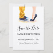Casual bruiloft moderne script paar illustratie save the date (Voorkant)