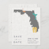 Casual bruiloft op het strand van Florida Save the Aankondigingskaart (Voorkant / Achterkant)