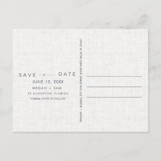 Casual bruiloft op het strand van Florida Save the Aankondigingskaart (Achterkant)