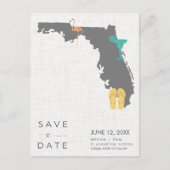 Casual bruiloft op het strand van Florida Save the Aankondigingskaart (Voorkant)