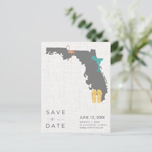 Casual bruiloft op het strand van Florida Save the Aankondigingskaart (Staand voorkant)