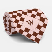 Casual bruin geruit monogram stropdas (Opgerold)