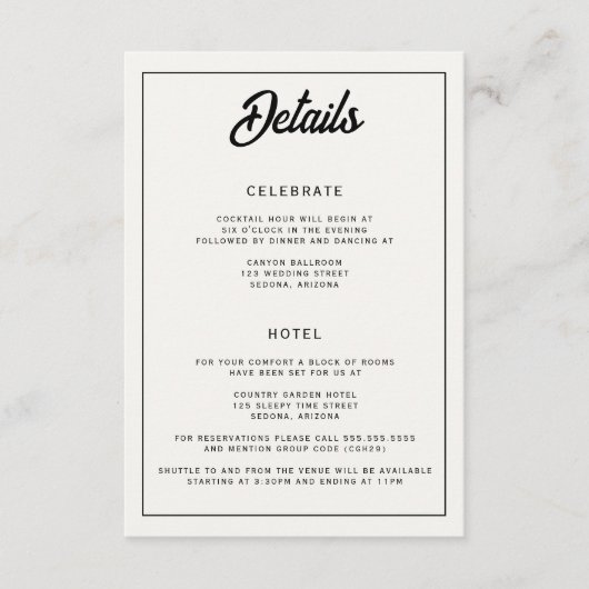 Casual Cactus Bruiloft Informatiekaartje (Voorkant)