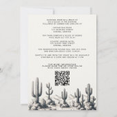 Casual Cactus Bruiloft met QR Code & Details Kaart (Achterkant)