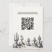 Casual Cactus Bruiloft met QR Code Kaart (Achterkant)