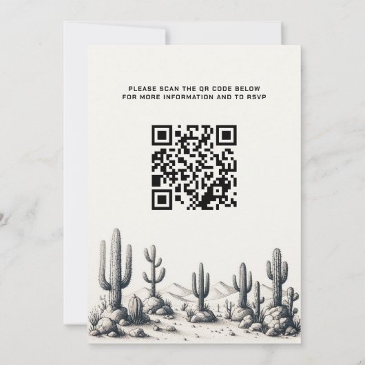 Casual Cactus Bruiloft met QR Code Kaart (Achterkant)