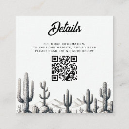 Casual Cactus Bruiloft QR Code Informatiekaartje