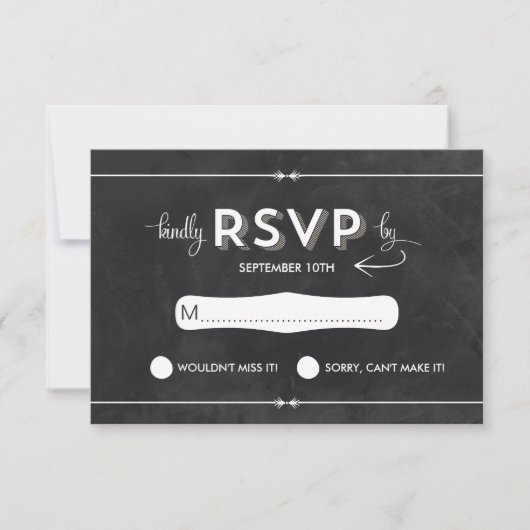 Casual Chalkboard RSVP Kaartje (Voorkant)