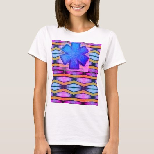 Casual chevron paarse sinaasappel EMT T-shirt (Voorkant)