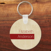 Casual Chic Beige en Rode Eenvoudige Boomstam met  Sleutelhanger (Voorkant)