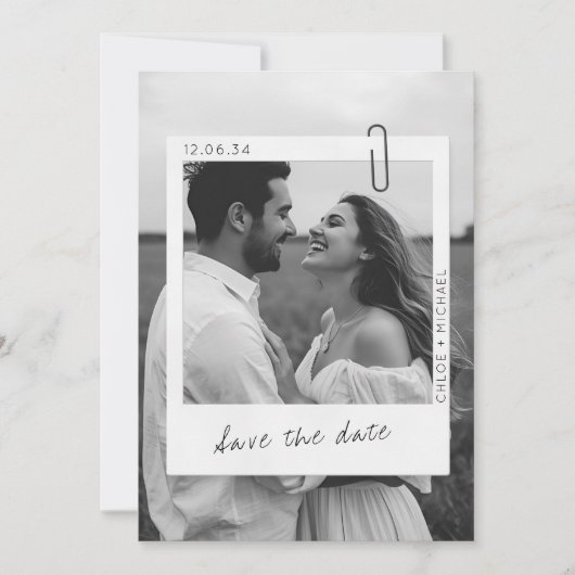 Casual & Chic Photo Frame Wedding Save The Date (Voorkant)