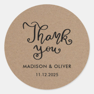 Casual Chic Script Bedankt Rustic Wedding Ronde Sticker