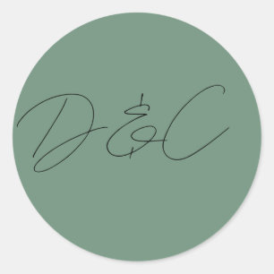 Casual chique handschrift stijl bruiloft ronde sticker