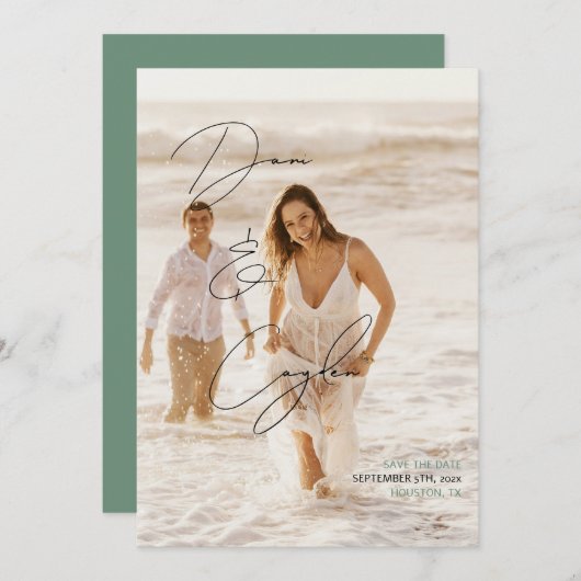 Casual chique handschriftstijl Sla de datum op Kaart (Voorkant / Achterkant)