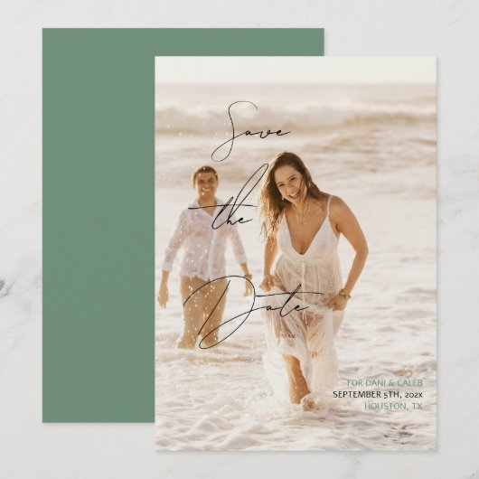 Casual chique handschriftstijl Sla de datum op Kaart (Voorkant / Achterkant)