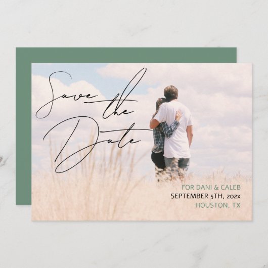 Casual chique handschriftstijl Sla de datum op Kaart (Voorkant / Achterkant)