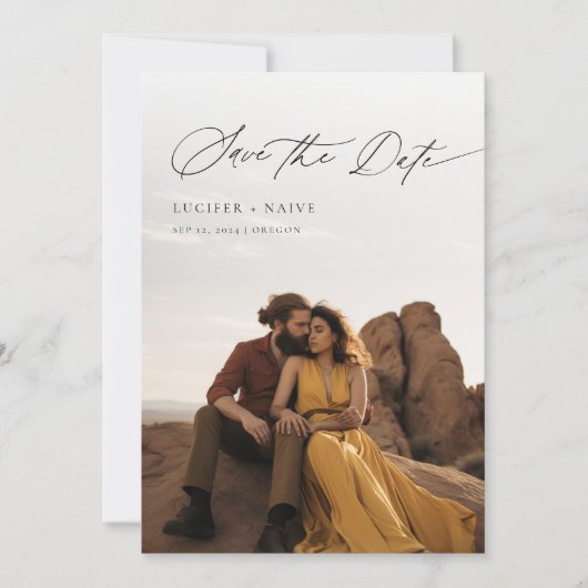 Casual chique rustieke woestijnfoto Sla de datum o Kaart (Voorkant)
