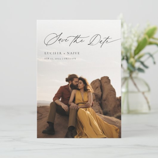 Casual chique rustieke woestijnfoto Sla de datum o Kaart (Staand voorkant)