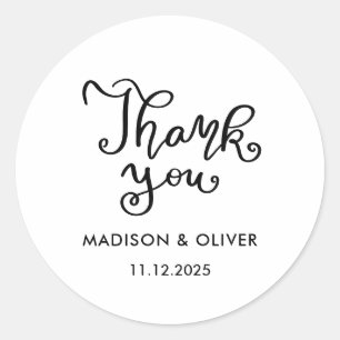 Casual chique script bedankt bruiloft ronde sticker