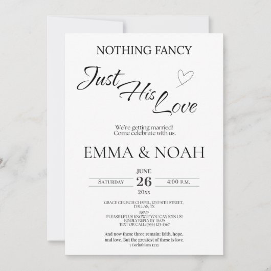 Casual Christian Wedding Invitation | Faith Kaart (Voorkant)