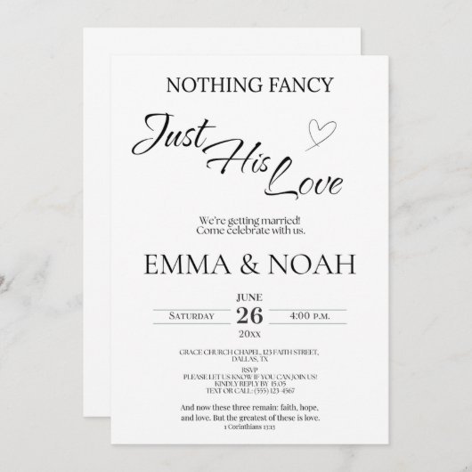 Casual Christian Wedding Invitation | Faith Kaart (Voorkant / Achterkant)
