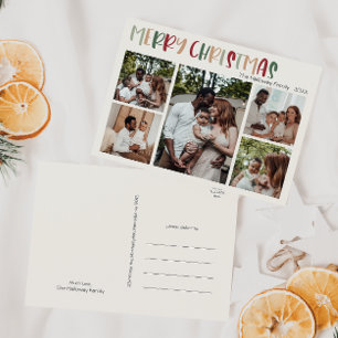 Casual Colorful Kerstmis Vijf Foto Feestdagenkaart