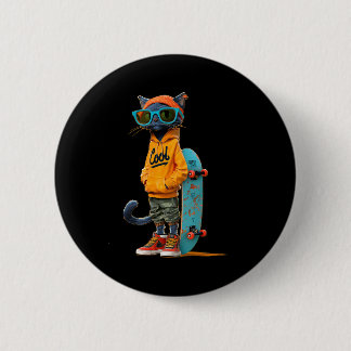 Casual cool skateboard cat costume for boys and ronde button 5,7 cm