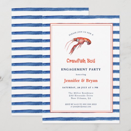Casual Crawfish Boil verlovingsfeestuitnodiging Kaart (Voorkant / Achterkant)