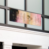 Casual Cream Black Abstract Overlay-fotobruiloft Spandoek (Buitenkant Gebouw)