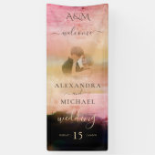 Casual Cream Black Abstract Overlay-fotobruiloft Spandoek (Verticaal)