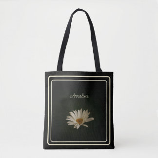 Casual Daisy Flower gepersonaliseerd zwart Tote Bag