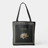 Casual Daisy Flower gepersonaliseerd zwart Tote Bag (Achterkant)