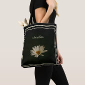 Casual Daisy Flower gepersonaliseerd zwart Tote Bag (Dichtbij)