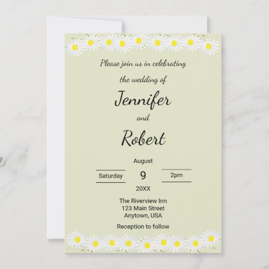 Casual Daisy Wedding Invitation Kaart (Voorkant)