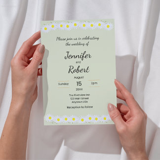 Casual Daisy Wedding Invitation Kaart