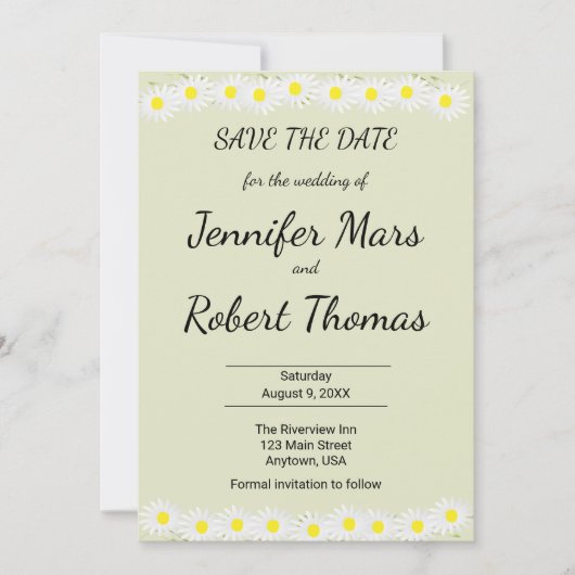 Casual Daisy Wedding Save The Date (Voorkant)