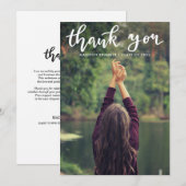 Casual Dank u Typografie Script Afstuderen Foto Bedankkaart (Voorkant / Achterkant)