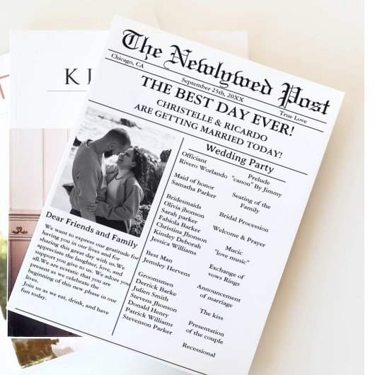 Casual de bruiloft van de manuscriptkrant sparen d kaart