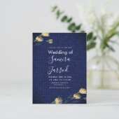 Casual Denim en Wild Flowers Wedding Briefkaart (Staand voorkant)