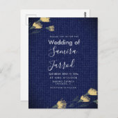 Casual Denim en Wild Flowers Wedding Briefkaart (Voorkant / Achterkant)