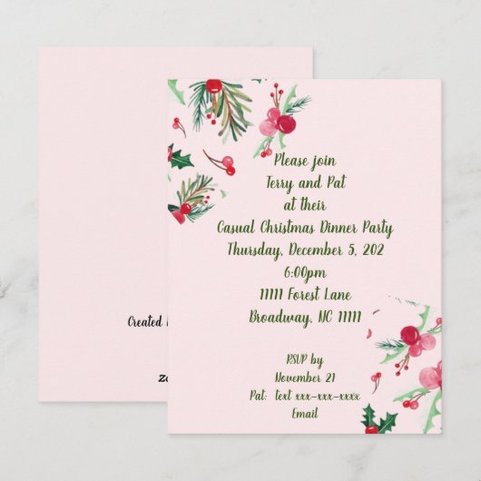 Casual Dinner Party Holiday Invitation Feestdagenkaart (Voorkant / Achterkant)